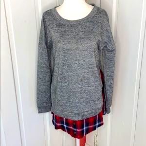 Doe & Rae Flannel Hem Sweatshirt